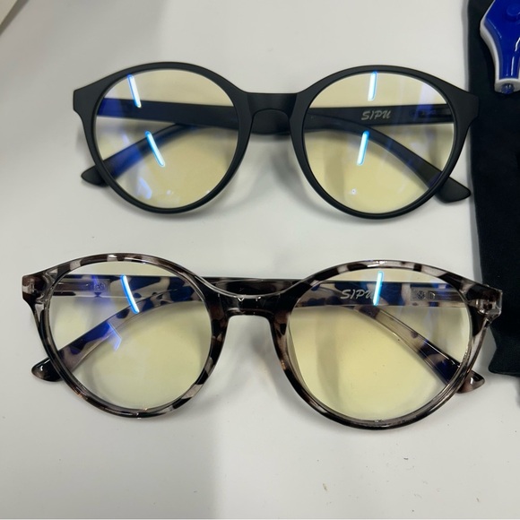 NIB Sipu Anti-Blue Light Glasses 2 pairs Black & Animal Print - Picture 2 of 4